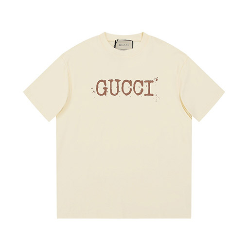 グッチGGキャッチフレーズアルファベットミニマリストペイントドットプリント半袖Tシャツ