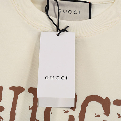 グッチGGキャッチフレーズアルファベットミニマリストペイントドットプリント半袖Tシャツ
