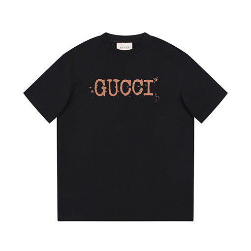 グッチGGキャッチフレーズアルファベットミニマリストペイントドットプリント半袖Tシャツ