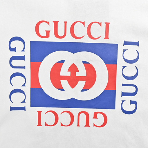 グッチクラシックなパッチワークのアルファベットプリント半袖Tシャツ