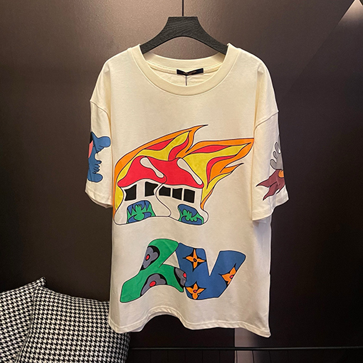 ルイヴィトン炎プリントTシャツ