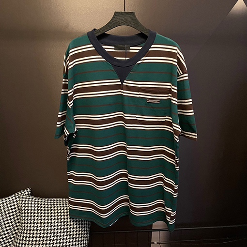 プラダ ストライプポケット半袖Tシャツ