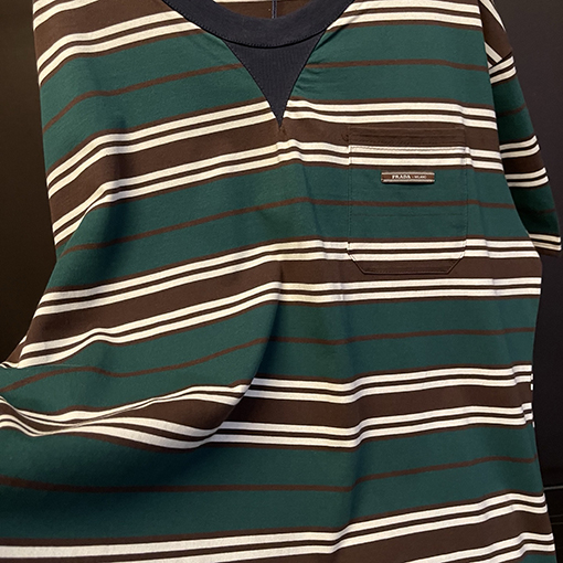 プラダ ストライプポケット半袖Tシャツ