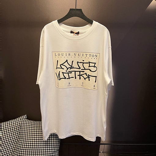 ルイヴィトンスーパーコピーオラクルアルファベットクルーネック半袖Tシャツ
