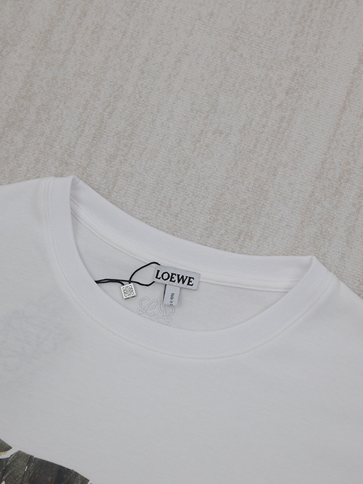 ロエベ 25ss新しいプリントラウンドネック半袖Tシャツ