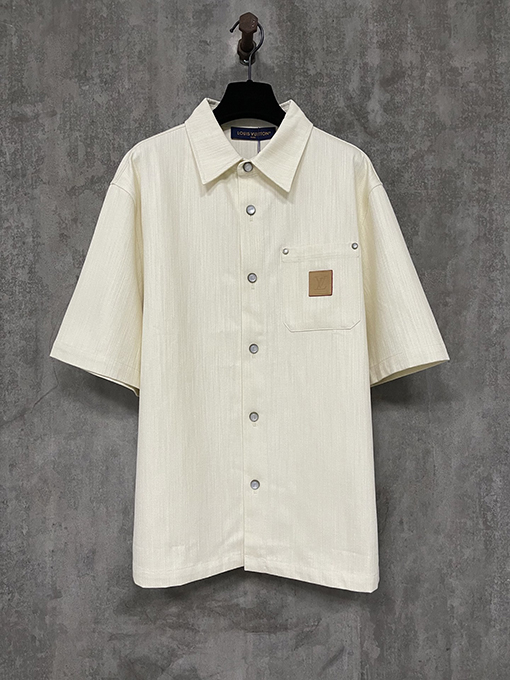ルイヴィトン25ss lv桑シルク混紡半袖シャツ