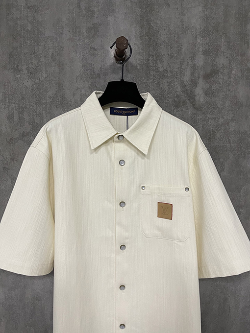 ルイヴィトン25ss lv桑シルク混紡半袖シャツ