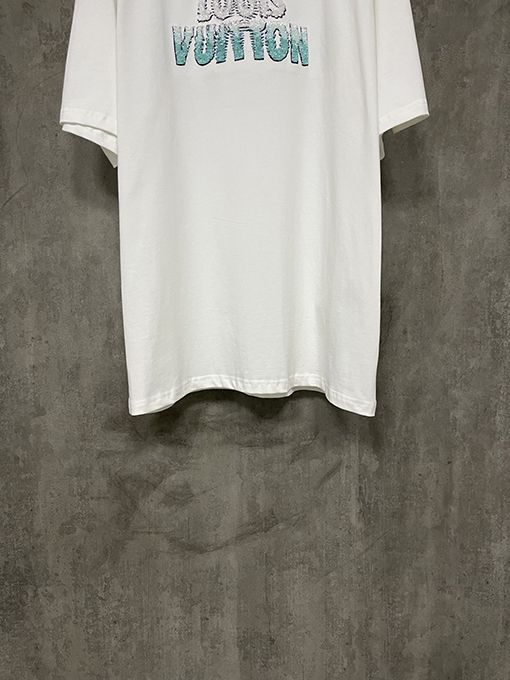 ルイヴィトンクラシックロゴビーズラウンドネック半袖Tシャツ