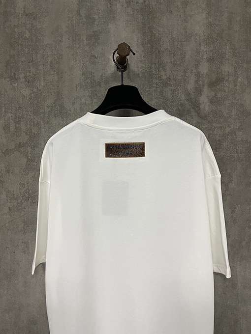 ルイヴィトンクラシックロゴビーズラウンドネック半袖Tシャツ