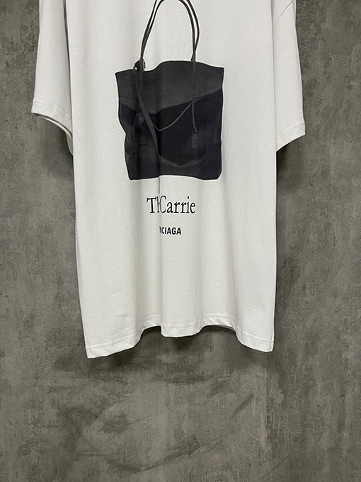 バレンシアガコピー 25ssバッグプリント半袖tシャツ