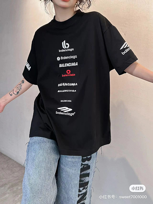 バレンシアガスーパーコピーマルチロゴデザイン 半袖Tシャツ