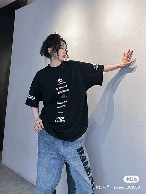 バレンシアガスーパーコピーマルチロゴデザイン 半袖Tシャツ