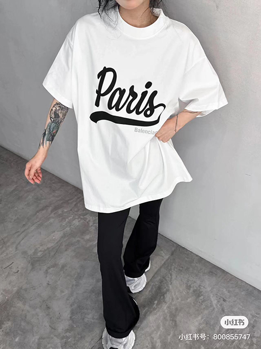 バレンシアガフロントENJOY PARIS アートプリント 半袖Tシャツ