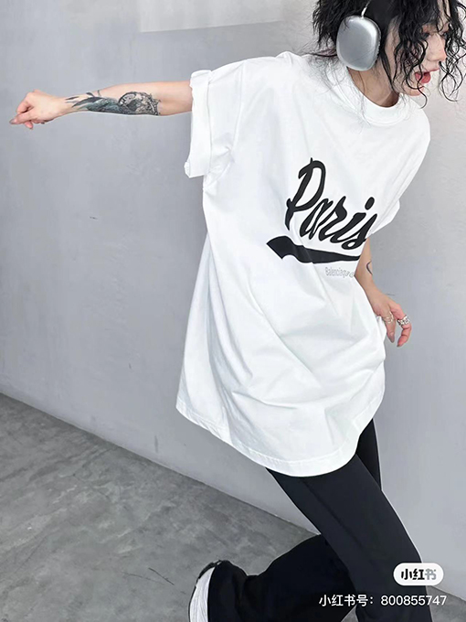 バレンシアガフロントENJOY PARIS アートプリント 半袖Tシャツ