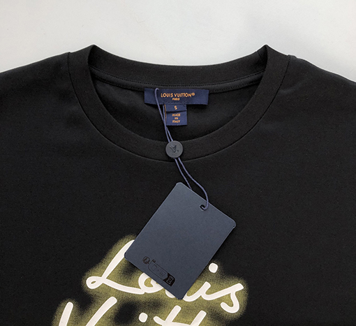 ルイヴィトンスーパーコピーネオンプリント ラウンドネック 半袖Tシャツ