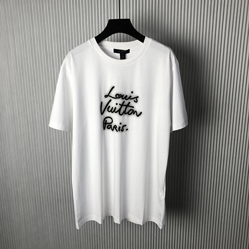 ルイヴィトンスーパーコピーネオンプリント ラウンドネック 半袖Tシャツ
