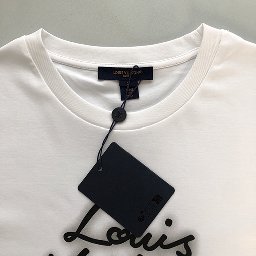 ルイヴィトンスーパーコピーネオンプリント ラウンドネック 半袖Tシャツ