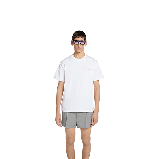 グッチスーパーコピー 三色アルファベットプリント 半袖Tシャツ