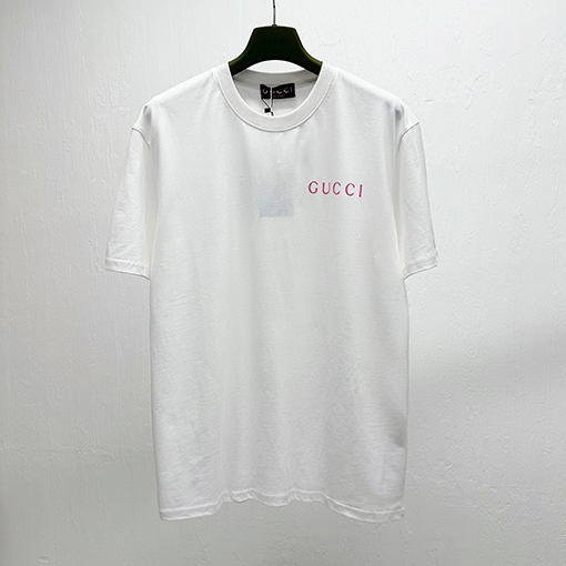 グッチスーパーコピー 三色アルファベットプリント 半袖Tシャツ