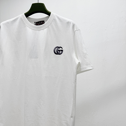 グッチダブルG刺繍ロゴ入り 半袖Tシャツ