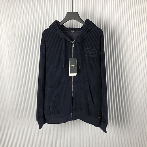 フェンディ刺繍入りブルースエード風ジップアップジャケット