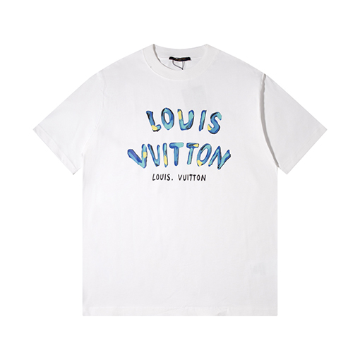 ルイヴィトンコピー新作 カラフルペイントグラフィック 半袖Tシャツ