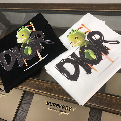 ディオールスーパーコピー ポップロゴプリント クルーネック半袖Tシャツ
