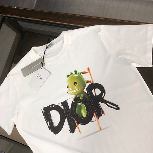 ディオールスーパーコピー ポップロゴプリント クルーネック半袖Tシャツ