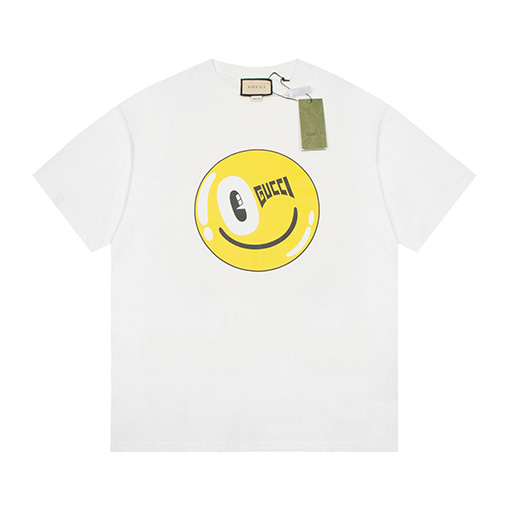 グッチコピーGet lt カプセルコレクション アーティストコラボ 笑顔プリント 半袖Tシャツ