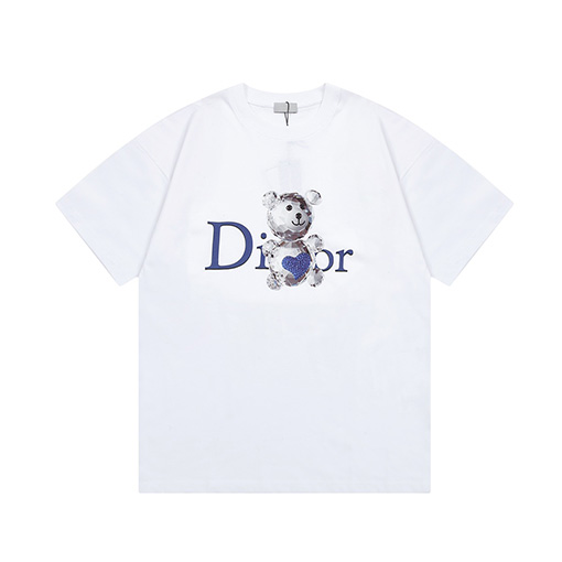 ディオールコピーCDロゴ 可愛らしいクマプリント 半袖Tシャツ