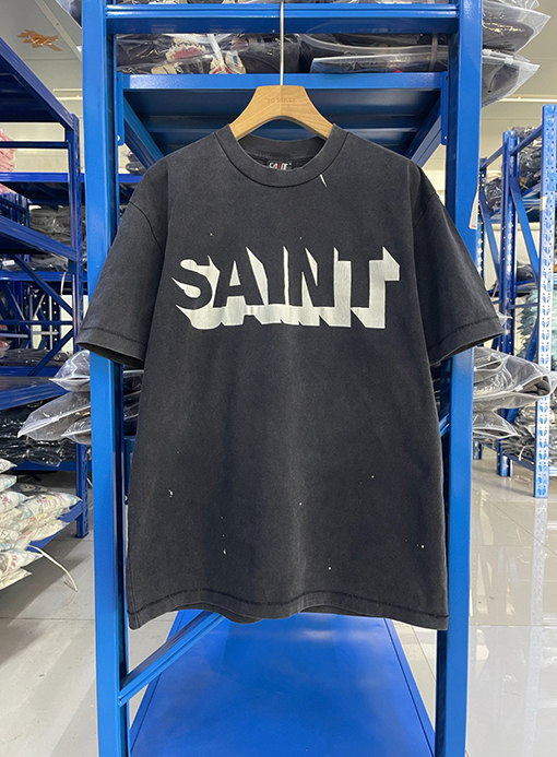 セント マイケルSaintロゴプリント ヴィンテージ風 洗い 半袖Tシャツ