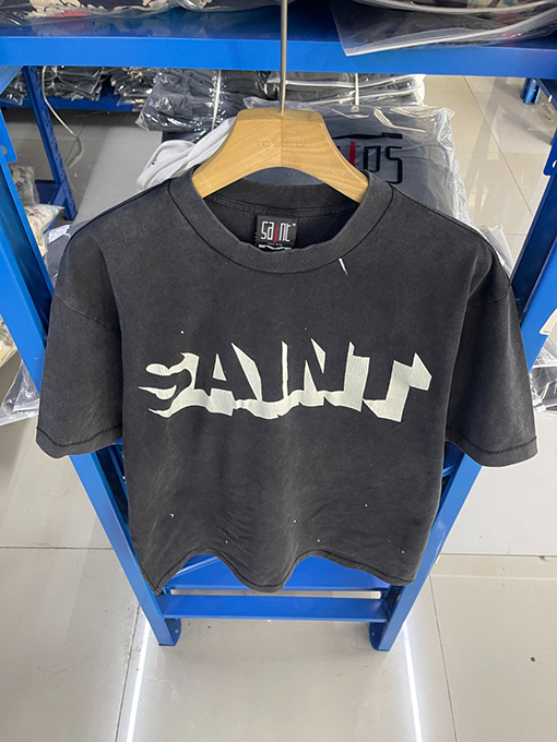 セント マイケルSaintロゴプリント ヴィンテージ風 洗い 半袖Tシャツ