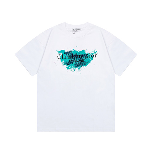 ディオールCDロゴ スプレーペイント風 グラフィックプリントTシャツ