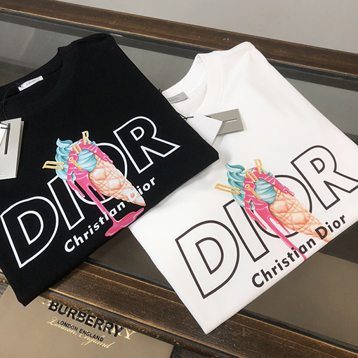 ディオール 新作 ユニークロゴプリント クルーネック 半袖Tシャツ