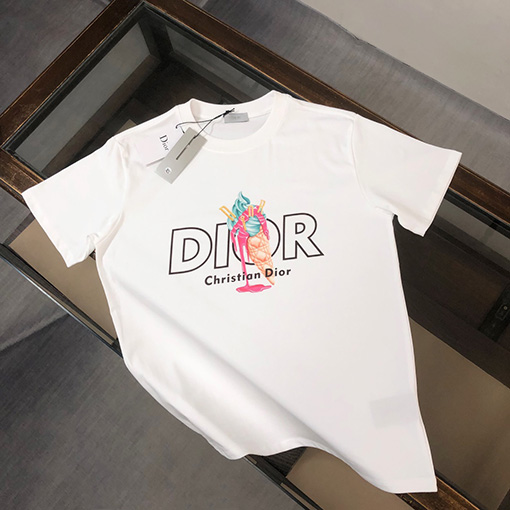 ディオール 新作 ユニークロゴプリント クルーネック 半袖Tシャツ