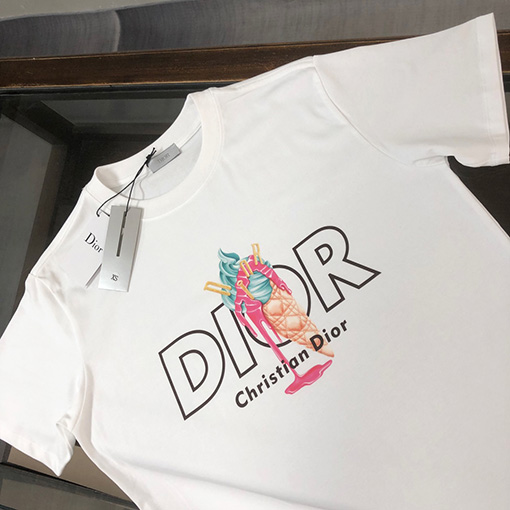 ディオール 新作 ユニークロゴプリント クルーネック 半袖Tシャツ