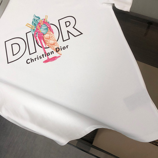 ディオール 新作 ユニークロゴプリント クルーネック 半袖Tシャツ