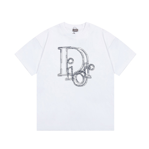 ディオールスーパーコピー 字母ラインデザイン プリント 半袖Tシャツ