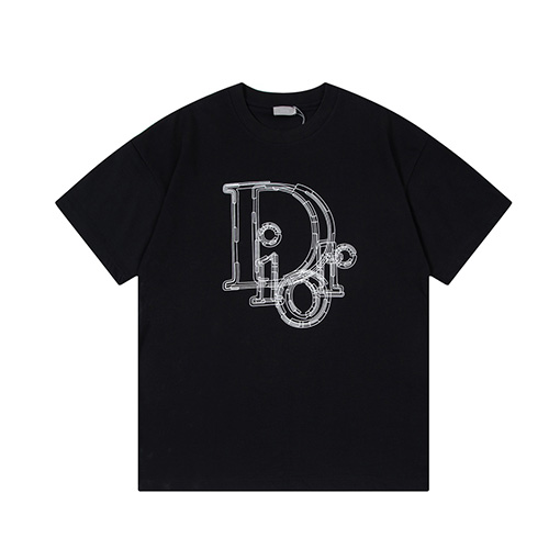 ディオールスーパーコピー 字母ラインデザイン プリント 半袖Tシャツ