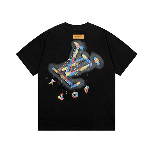 ルイヴィトンコピー手描き風 グラフィティ ロゴ プリント 半袖Tシャツ