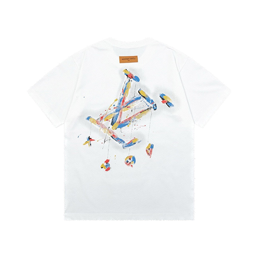 ルイヴィトンコピー手描き風 グラフィティ ロゴ プリント 半袖Tシャツ