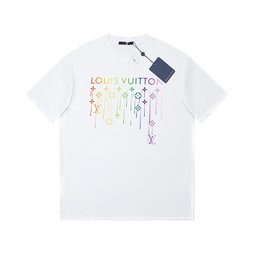 ルイヴィトン公式定番 カラフルロゴプリント 半袖Tシャツ