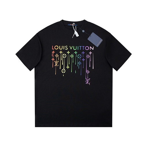 ルイヴィトン公式定番 カラフルロゴプリント 半袖Tシャツ