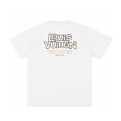 ルイヴィトンLV公式ランウェイモデル 巨匠デザイン プリント クルーネック 半袖Tシャツ