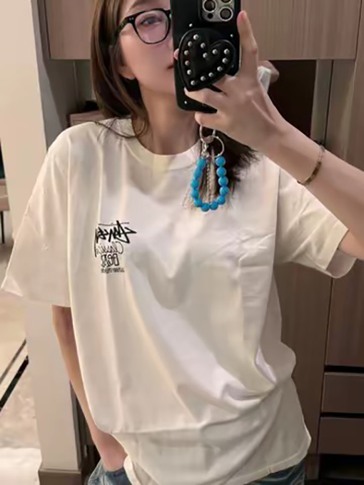 ステューシー SS25 DICE TEE PIGMENT DYED サイコロ アルファベット柄 プリント半袖Tシャツ
