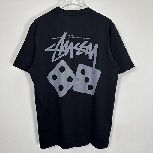 ステューシー SS25 DICE TEE PIGMENT DYED サイコロ アルファベット柄 プリント半袖Tシャツ