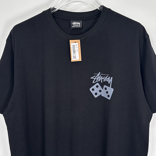 ステューシー SS25 DICE TEE PIGMENT DYED サイコロ アルファベット柄 プリント半袖Tシャツ