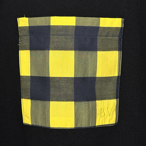ボッテガヴェネタスーパーコピーチェック柄刺繍ロゴ ポケット付き ゆったり半袖Tシャツ
