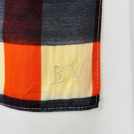 ボッテガヴェネタスーパーコピーチェック柄刺繍ロゴ ポケット付き ゆったり半袖Tシャツ