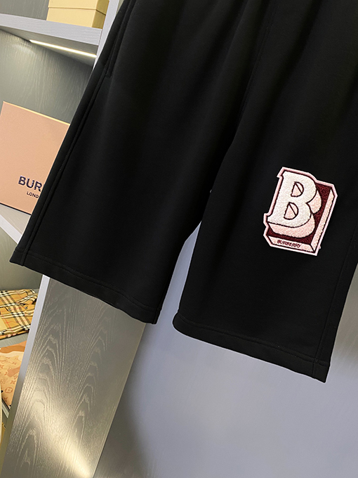 バーバリースーパーコピー アルファベット刺繍デザイン コットンフリース ワイドショートパンツ